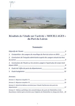 Résultats étude MOUILLAGES Port du Loiron