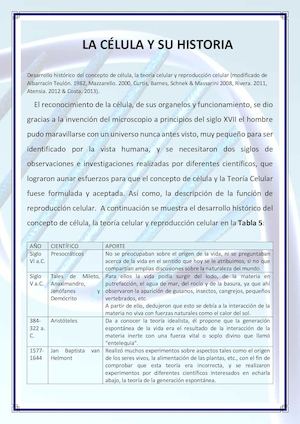 La Celula Y Su Historia