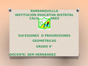 Sucesión O Progresión Geométrica 9°