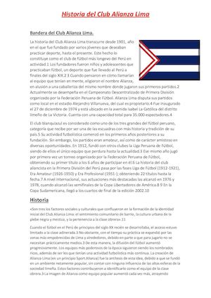 Historia Del Club Alianza Lima