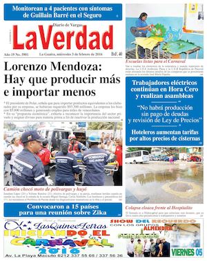 La Guaira, miercoles 03 de febrero de 2016 Año 19 Nº 5901