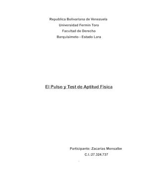 Educacion Fisica Pulso Y Test De Aptitud Fisica