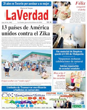 La Guaira, jueves 04 de febrero de 2016 Año 19 Nº 5902