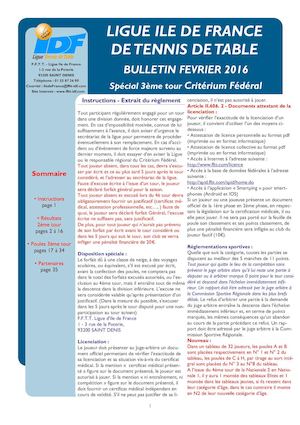 Bulletin Fevrier 3ème tour criterium fédéral