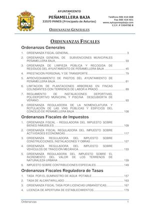 Ordenanzas Ayuntamiento de Peñamellera Baja