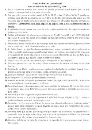 Pauta Reunião De Pais 05 02 16