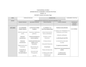 Plan general de Área Economía 10