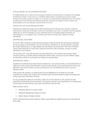 Evolucion De Las Telecomunicaciones