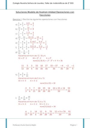Soluciones Modelo De Examen Unidad Operaciones Con Fracciones