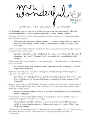 Entrevista Mr Wonderful