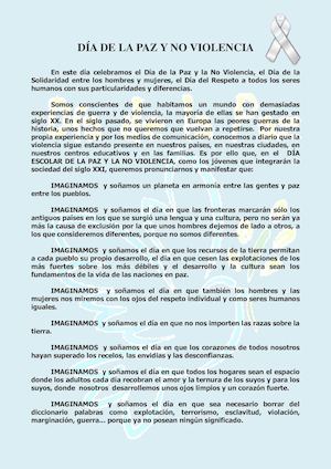Manifiesto del Día De La Paz