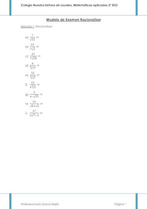 Modelo De Examen Racionalizar