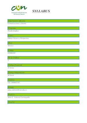 Syllabus Dibujo Técnico Y Perspectiva Julia Cabrera