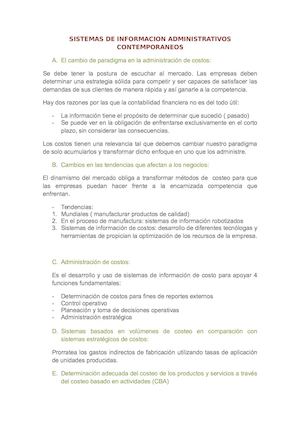 Resumen Sistemas De Informacion Administrativos Contemporaneos