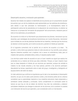 Desempeño Docente Y Motivación Para Aprender