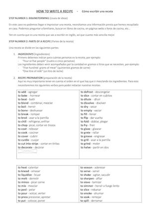 HOW TO WRITE A RECIPE