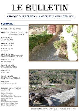 Bulletin Municipal La Roque Sur Pernes Janvier 2016 N° 42