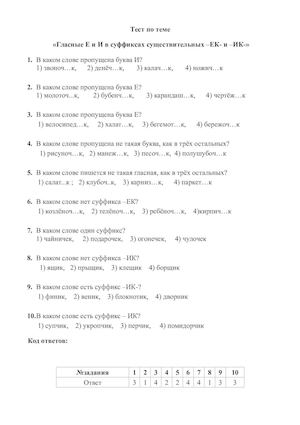 Гласные и, е в суффиксах существительных