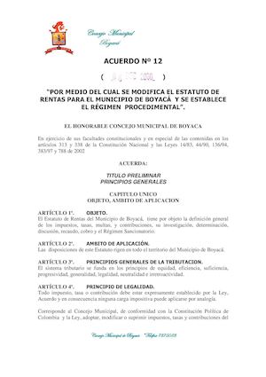 Estatuto De Rentas Municipio De Boyaca (1)