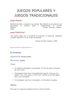 Juegos Populares Y Juegos Tradicionales