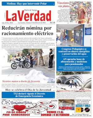 La Guaira, viernes 12 de febrero de 2016 Año 19 Nº. 5910