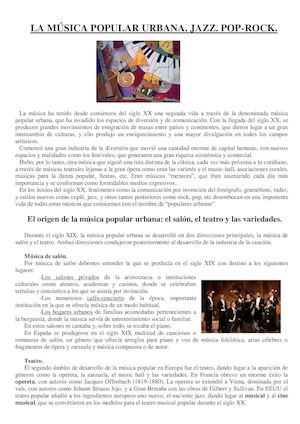 La Música Popular Urbana