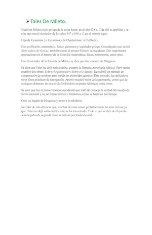 Biografia De Tales De Mileto, Pitagoras De Samos Y Arquímedes De Siracusa