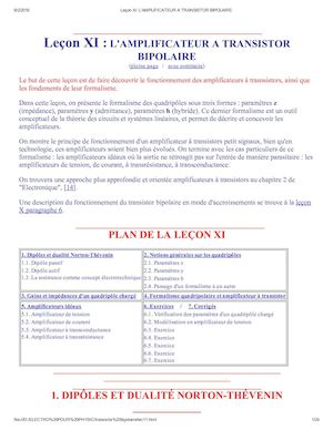 Leçon Xi L'amplificateur A Transistor Bipolaire