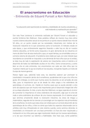 El Anacronismo En Educación (Punset Y Ken Robinson)