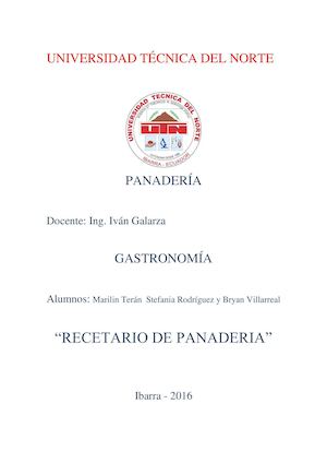 Recetario de panadería