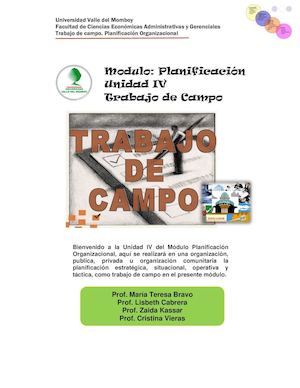 Unidad Didáctica No 4 Trabajo De Campo