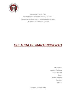Cultura De Mantenimiento
