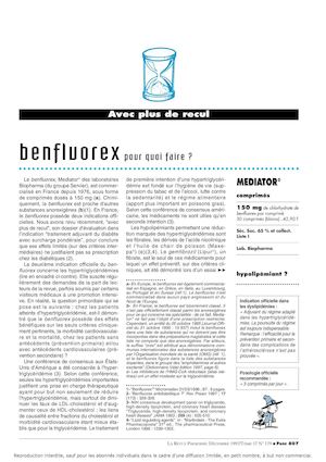 Benfluorex : pour quoi faire ?