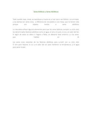 Seres Bióticos Y Seres Abióticos
