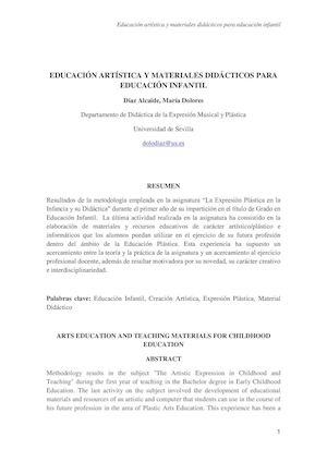 Educación Artística Y Materiales Didácticos Para Educación Infantil