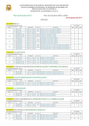 Horario Sistemas 2015 Ii Ultimo[1]