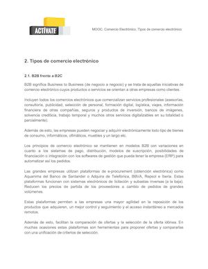 Mooc Comercio Electrónico 2 1 Tipos De Comercio Electrónico B2b Frente A B2c