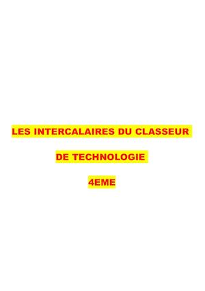 Livre Intercalaires classeur 4eme