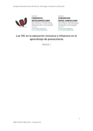 Artículo "Las Tics En La Escuela Inclusiva"