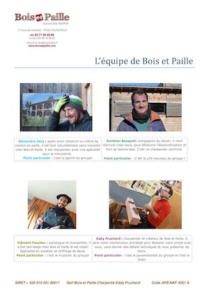 Equipe Bois et Paille charpente Eddy FRUCHARD