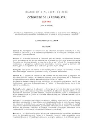 Ley 1064 De 2006