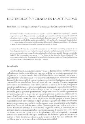 Epistemologia Y Ciencia En La Actualidad