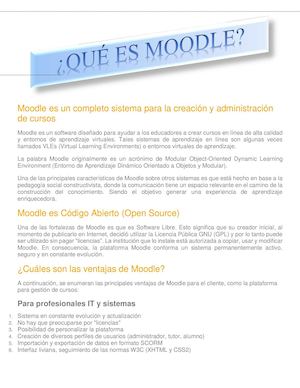 Moodle Es Un Completo Sistema Para La Creación Y Administración De Cursos