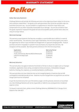 Delkor+warranty+statement
