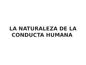 La Naturaleza De La Conducta Humana