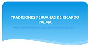 Tradiciones Peruanas De Ricardo Palma