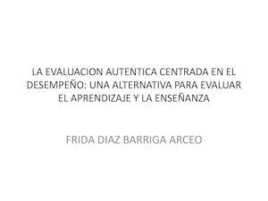 La Evaluacion Autentica Centrada En El Desempeño