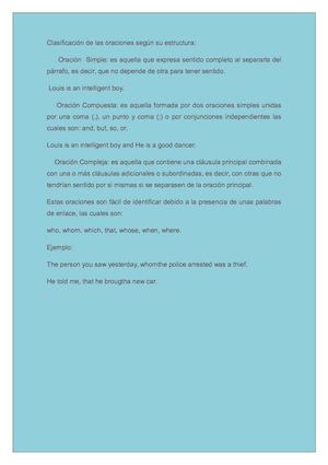 Clasificación De Las Oraciones Según Su Estructura