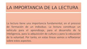 La Importancia De La Lectura