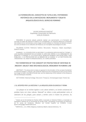 La Formacion Del Concepto De Tutela Del Patrimonio Histório En La Antigüedad Copia
